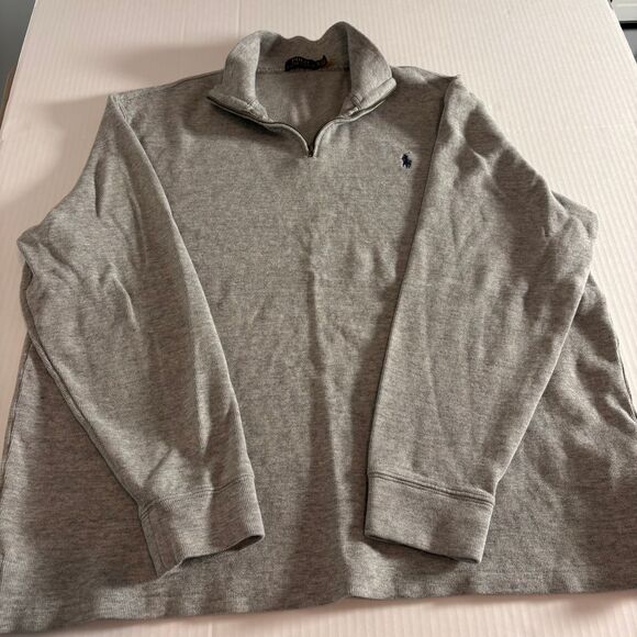 Ralph Lauren Polo Classic Quarter-Zip Sweater Gray Heather Casual Pullover - Picture 6 of 8